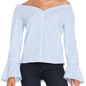 EUC Highline Collective Blue White Stripe Top Sz S